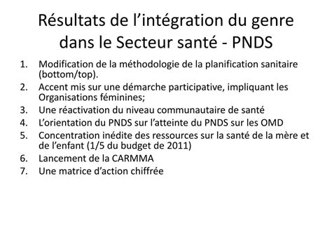 Ppt Intégration Du Genre Dans Le Plans National De Développement Sanitaire Du Cameroun