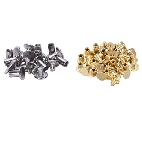 30 Pcs Screws 10 Pcs Scrapbook Nickel Plated Binding Post Screw And 20 Pcs Album Purse Brass