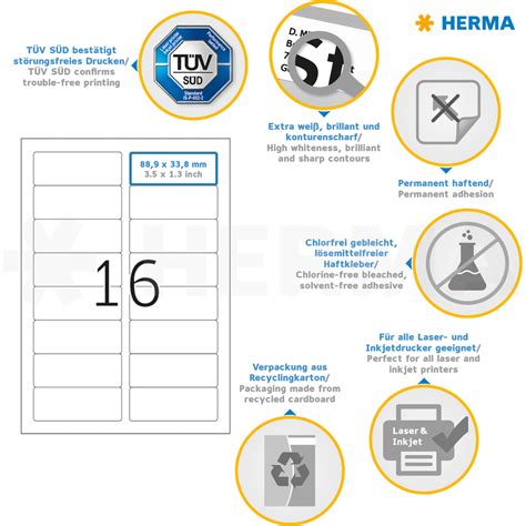 Herma Universal Etiketten Premium X Mm Wei Bei