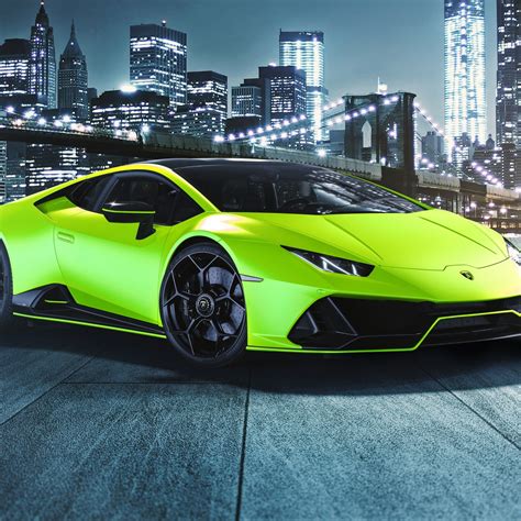 Lamborghini Huracan Evo Fluo Capsule Wallpaper 4k Brooklyn Bridge Night