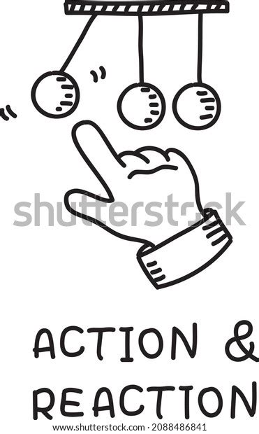 Action Reaction Hand Pendulum Sketchy Handdrawn Stock Vector Royalty