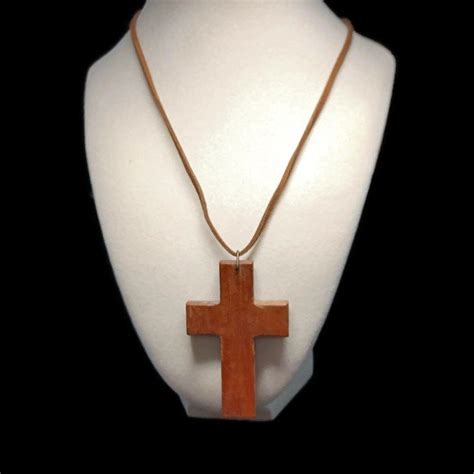 Wooden Cross Necklace Etsy