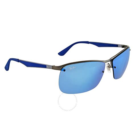 Ray Ban Blue Mirror Rectangular Sunglasses Ray Ban Sunglasses Jomashop