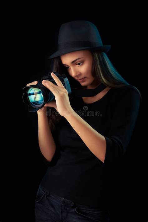 Young Photographer Girl with Digital Camera Stock Photo - Image of ...