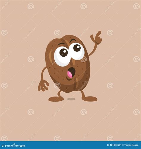 Illustration Of Cute Coffee Bean Staring Mascot Isolated On Light