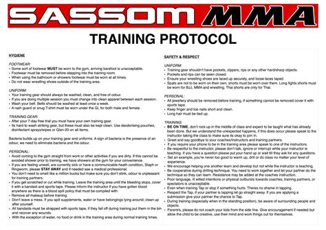 training protocol web sassom fitness mma