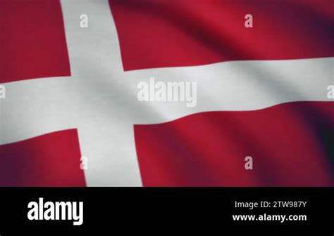 Denmark Flag Flag Of Denmark Waving In The Wind Seamless Looping