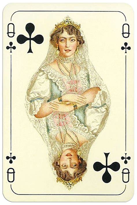 Queen Of Clubs Card From Magyar Kiralyok Romi Deck Playing Cards Art