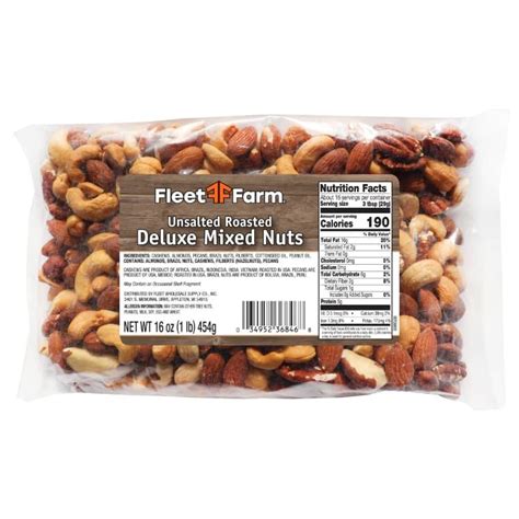 Fleet Farm Oz Unsalted Roasted Deluxe Mixed Nuts No Peanuts By