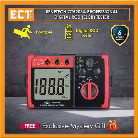 Benetech GT5206A Professional Digital RCD ELCB Tester