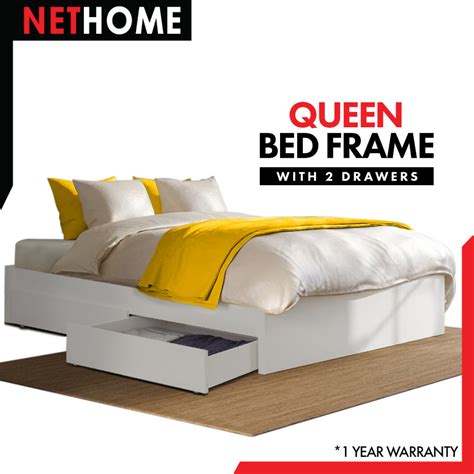 🌟experience Luxury Sleep🌟 Nethome Snow Series Queen Bedframe With 2