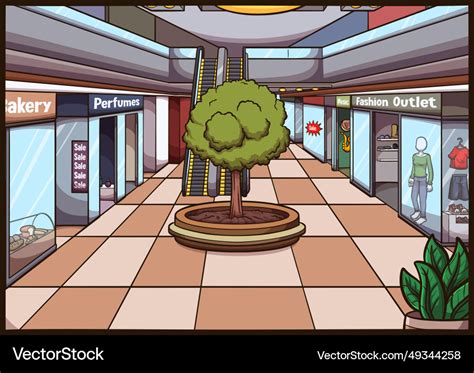 Cartoon shopping mall background Royalty Free Vector Image