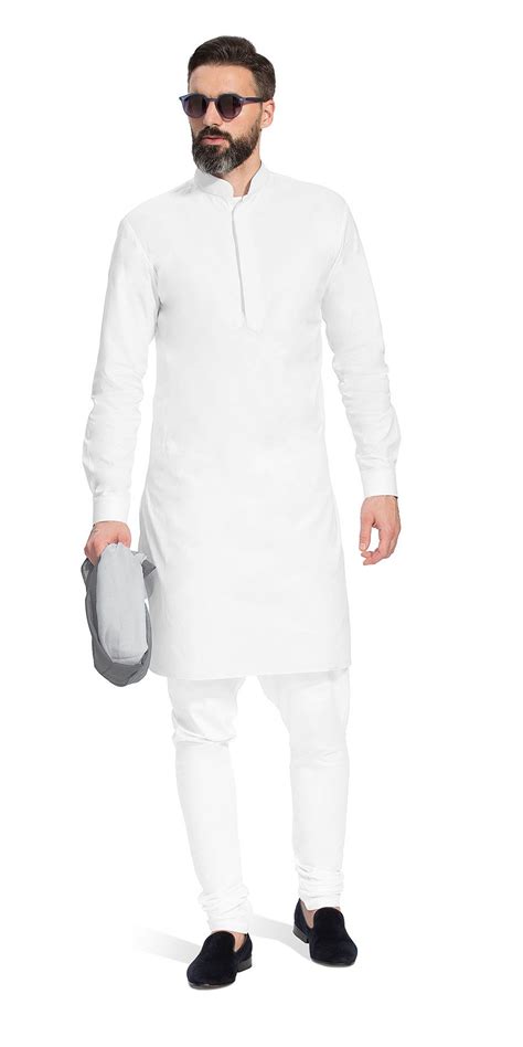 Shop For The Gurhkan Plain White Kurta Herringbone And Sui Kurta