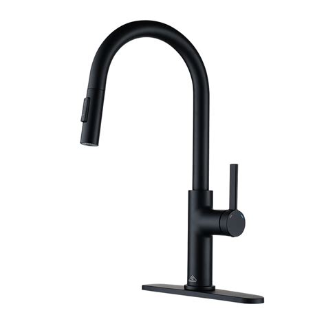 Casainc Single Handle Pull Down Sprayer Kitchen Faucet With Deck Plate In Matte Black The Home