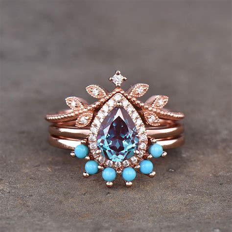 Vintage Turquoise Engagement Rings Aurora Gold Rings