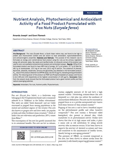 Nutrient Analysis, Phytochemical and Antioxidant | PDF | Nutrients ... 