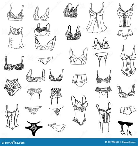 Collection Of Lingerie Panty And Bra Set Stock Vector Illustration