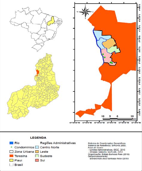 Mapa de localização geográfica dos condomínios região Sul de Teresina