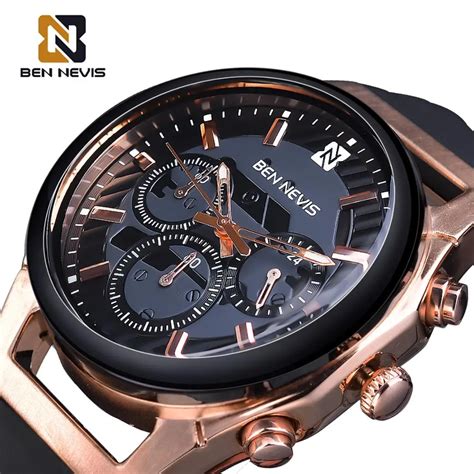 Ben Nevis Quartz Watch For Men Black Chronograph Business Watches Man