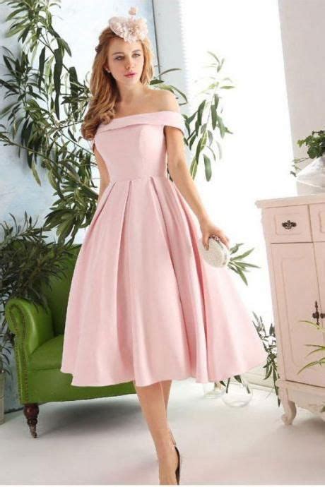 Simple Pink Mid Length Homecoming Dresses Charming Off The Shoulder