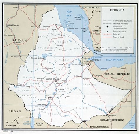 Large Scale Political And Administrative Map Of Ethiopia With Roads Railroads And Major Cities