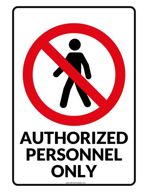 Authorized Personnel Only Sign Printable