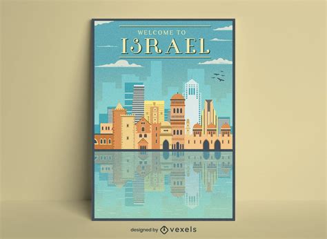israel tourism vintage travel poster design vector