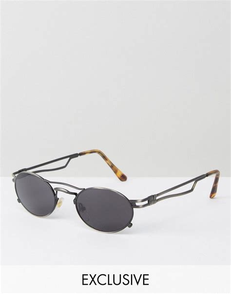 Reclaimed Vintage Inspired Metal Round Sunglasses In Black Black