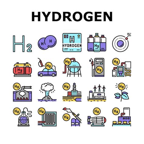 Premium Vector Hydrogen Industry Collection Icons Set Vector