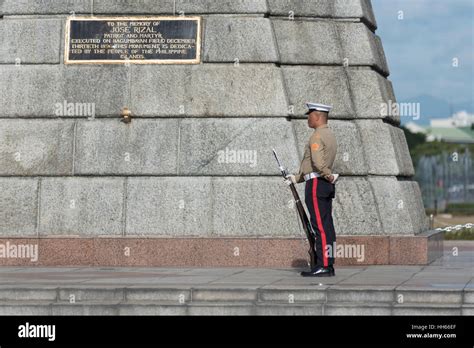 Guard at Jose Rizal Monument from Luneta Park. Manila, Philippines ...