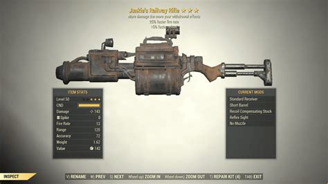 3 Junkies Railway Rifle 25 Faster Fire Rate Faster Reload Fallout