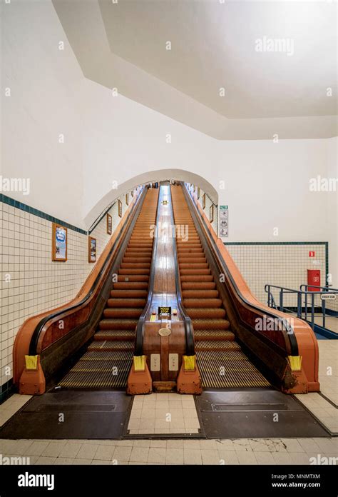 Art Deco Wooden Escalator, Pedestrian Tunnel of St Anna under the River ...