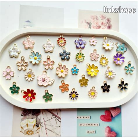 Jual Charm Liontin Bunga Enamel Bunga Charms Huruf Shopee Indonesia