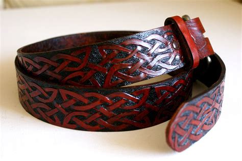 Leather Belt Celtic Leather Belt Celtic Knot Work Leather Belt Tooled