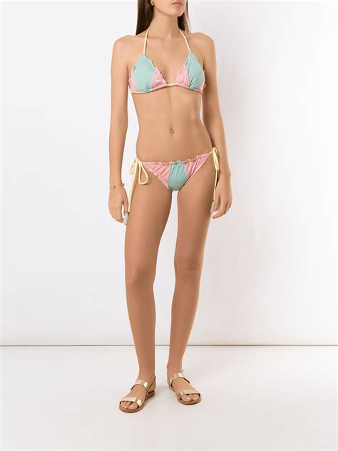 Brigitte Colour Block Triangle Bikini Set Farfetch