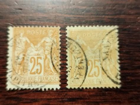 FRANCE LOT De 2 Timbres N 92 Et 92a Jaune Sur Bistre Jaune