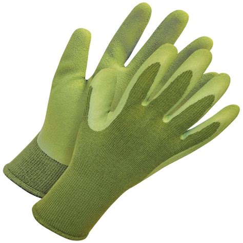 Green Bamboo Work Glove With Breathable Rubber Coated For Gardening