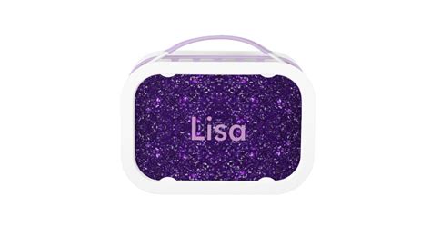 Personalized Purple Glitter Lunch Box Zazzle