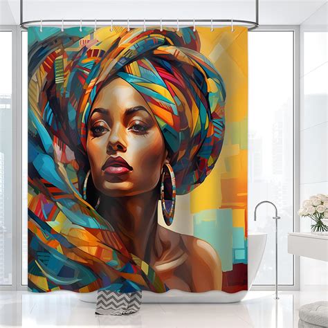 Amazon Black Woman Shower Curtain Sexy African American Lady Bath