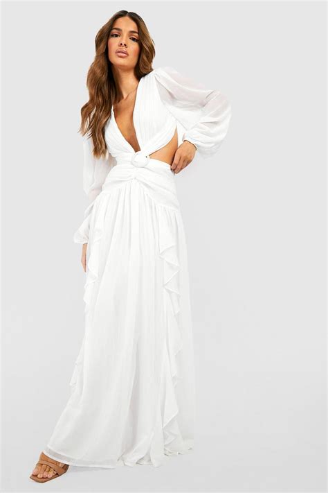 Cut Out Ruffle Maxi Dress Boohoo