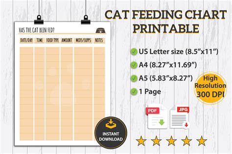 Cat Feeding Chart Printable Graphic by HandyBooks · Creative Fabrica