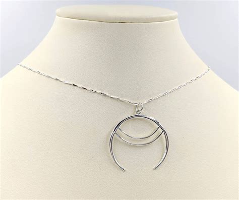 Large Upside Down Crescent Moon Necklace Sterling Silver Crescent Moon