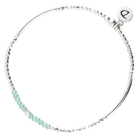 Bracelet élastiqué FLIRTING Tubes argent Perles vert turquoise TAILLE M