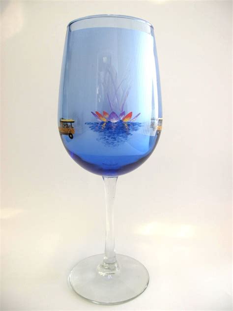 Disney Wine Glass Animal Kingdom Hand Painted Cobalt Blue Etsy