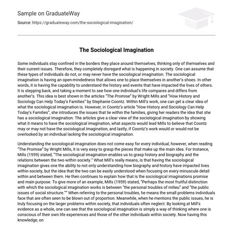 ⇉the Sociological Imagination Essay Example Graduateway