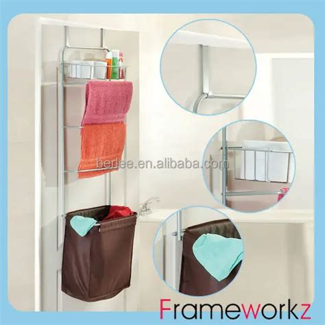 Over The Door Towel Rack/hanging Towel Rack With Laundry Hamper/metal ...