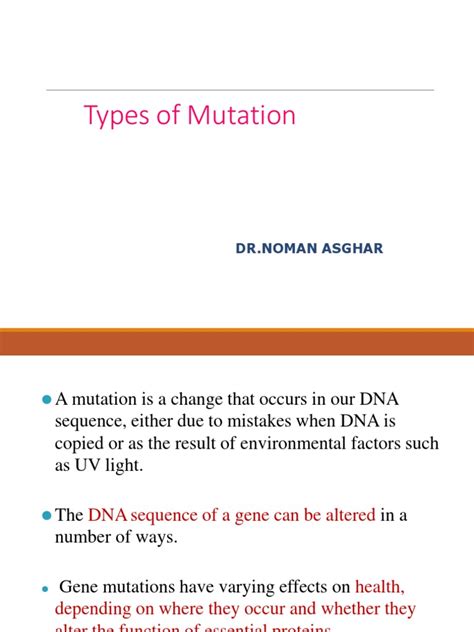 Mutation and Its Types | PDF | Mutation | Point Mutation