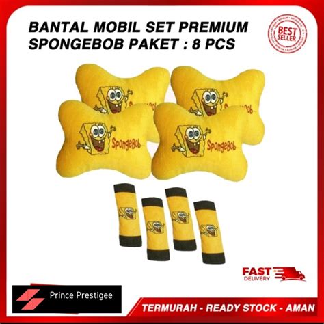 Jual Bantal Jok Mobil Spongebob Aksesoris Bantal Leher Sponge Bob Set