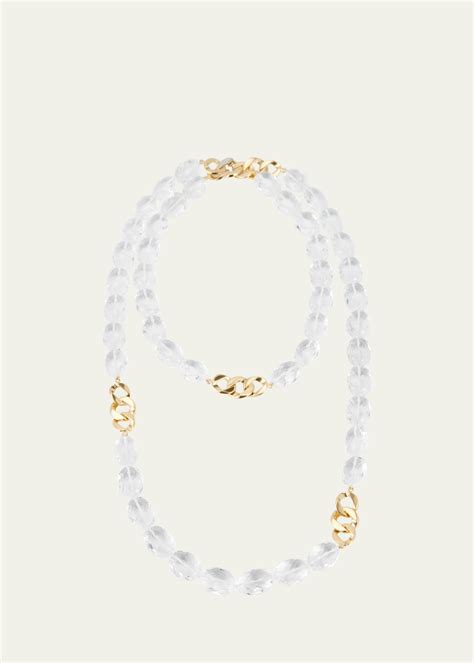 Verdura 18k Yellow Gold Curb Link And Rock Crystal Necklace Bergdorf Goodman