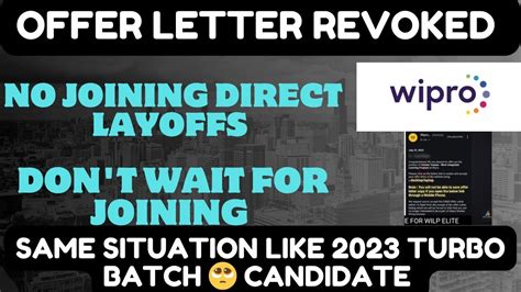 Wipro Onboarding Update Newswipro Offer Letter Revoked Joining Delay Again News Youtube